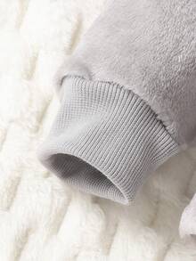 Young Boys' Cute Raccoon Pattern 2pcs Set, Warm And Comfortable Grey Homewear For Fall And Winter - Grey - View 3