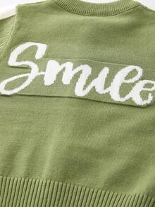 全新的秋冬男孩毛衣套裝,帶有文字圖像 - 綠色 - 查看 6