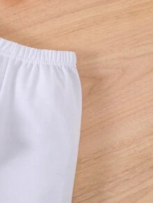 SHEIN Cô gái Giải trí Lá thư In Hoodie Và Quần Bộ , Tay áo dài - trắng - Xem 6