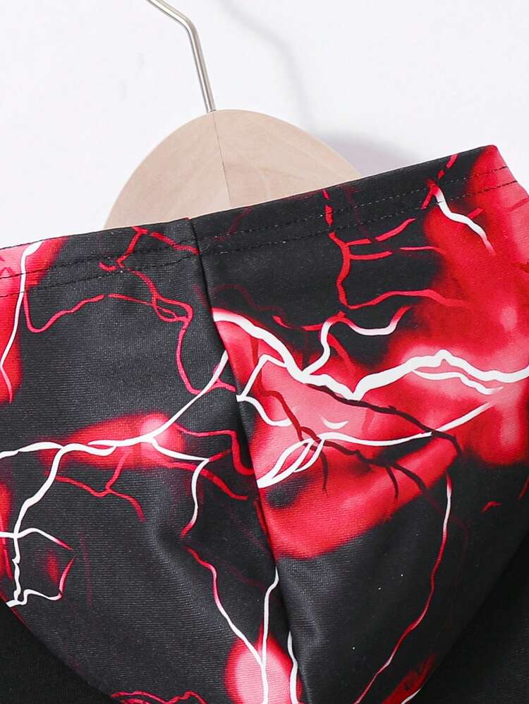 3pcs Toddler Boys Casual Printed Splice Hoodie Sweatshirt + Pants + Cross-Body Bag Fleece Thickened Outfit Set