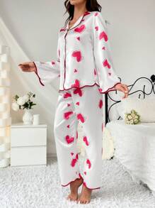 女士心形印花睡衣套裝 - 彩色 - 查看 5