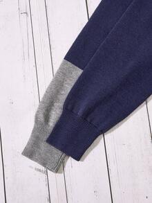 SHEIN Con trai Tương phản Màu sắc Tay áo dài Vòng cổ Áo chui đầu Áo len - Xám - Xem 7