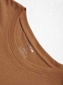 SHEIN LUNE 蝴蝶與信件印花短袖t恤 - 棕色 - 查看 3