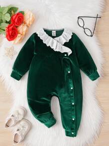 Baby's Hollow Out & Embroidered Spliced Jumpsuit - Green - View 1