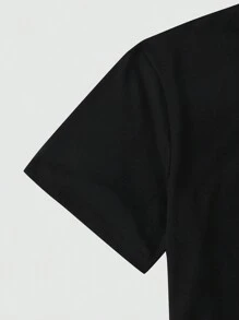 Manfinity Homme Nam Lá thư In Áo thun - màu đen - Xem 4