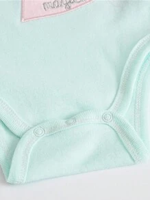 Baby Girl Summer Short Sleeve Unicorn Print Bodysuit - Multicolor - View 7