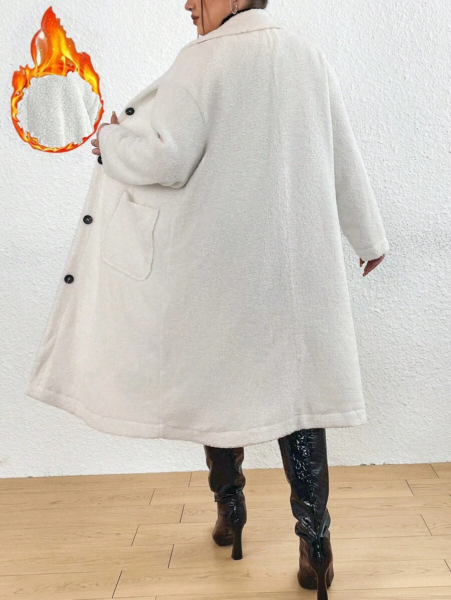 Flirla Warm Plush Long Coat - Apricot - View 1