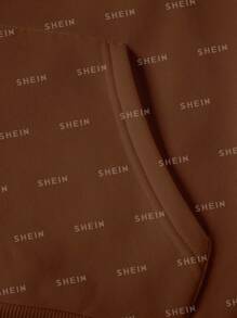 时尚百搭卡通印花连帽卫衣 - 咖啡棕 - 查看 5