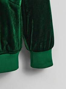 Manfinity Homme Men's Loose Fit Velvet Raglan Sleeve Bomber Coat With Letter Patch, Winter (Without Hood) - Green - View 4