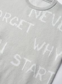 Chillumni Men's Drop Shoulder Long Sleeve Casual Color Block Urban Pullover Sweater With Letter Print, For Friends, Men Sweatshirts, Men Graphic Sweaters, Sweater, Men Outerwear, Men Knitwear, For Fall Winter