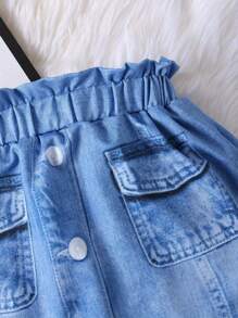 SHEIN Young Girl Spring Autumn Colorblock Elastic Waist 2-In-1 Pants - Multicolor - View 4