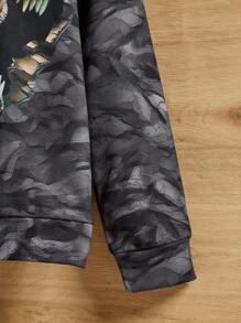 SHEIN 適合青少年男孩的恐龍印花連帽衫 - 彩色 - 查看 4