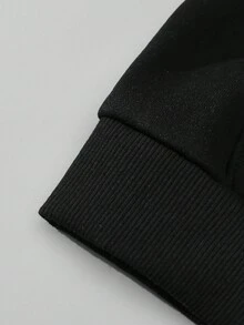 SHEIN EZwear Women's Cartoon Bear Printed Hoodie With Back Design - Black - View 6