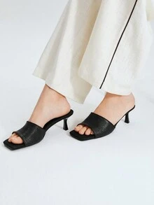 MOTF PREMIUM 極簡主義款女士高跟涼鞋 - 黑色 - 查看 2