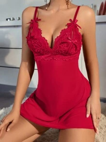 Classic Sexy Ensemble De 2 Pièces Avec Robe Sans Manches En Dentelle Et Sous-vêtements En T