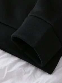 SHEIN LUNE Của phụ nữ Lá thư In Áo nỉ - màu đen - Xem 4