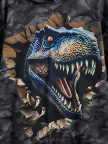 SHEIN 適合青少年男孩的恐龍印花連帽衫 - 彩色 - 查看 3