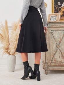 SHEIN LUNE Đen Váy Denim Với Xếp - màu đen - Xem 2