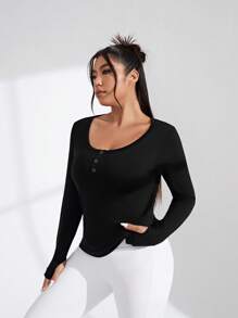 Daily&Casual Kích thước lớn Màu thuần Áo nỉ thể thao - màu đen - Xem 3