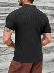 Manfinity Homme Men's Solid Colored Short Sleeve Casual Polo Shirt - Black - View 2