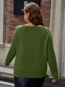 Celure Plus Size Women'S Raglan Sleeve Pullover Sweater - Green - View 2