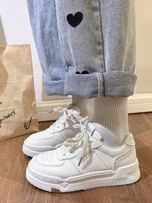 女士厚底休闲运动鞋轻便舒适运动平底鞋，秋季新品 - 米色 - 查看 3