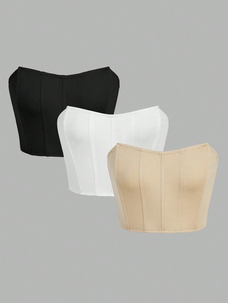 Ladies' 3pcs Strapless Crop Tops