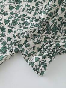 SHEIN LUNE 女性大尺碼花卉印花領帶領口襯衫 - 墨綠色 - 查看 5