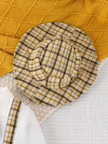 Baby Boys' Plaid Patchwork Jumpsuit With Bowknot Decor, 2 In 1 Style, With Hat - Multicolor - View 6