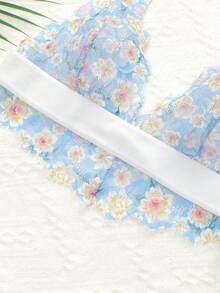2pcs Floral Lace Bra Set - Multicolor - View 5