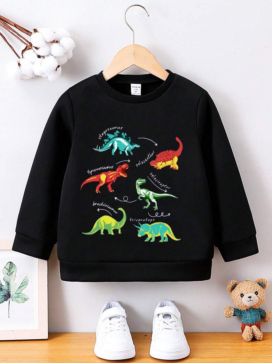 男童恐龍印花運動衫 - 黑色 - 查看 1