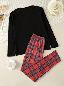 男士格紋睡衣套裝 - 彩色 - 查看 2