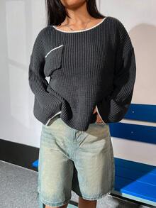 SHEIN Unity Casual Color Block Hem Sweater - Multicolor - View 5