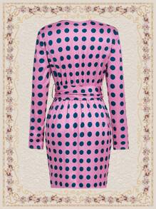 Vintamour Women's Polka Dot V-neck Dress - Multicolor - View 4