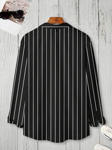Manfinity Homme Men Plus Striped Print Shirt - Black and White - View 5