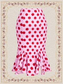 SHEIN DECDS High Waisted Mermaid Hem Skirt - Multicolor - View 4