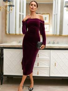 Aveloria 女款露肩長袖修身連身裙