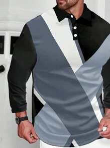 Manfinity Homme 男士大码撞色POLO衫 - 黑色 - 查看 3