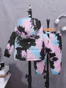SHEIN 男婴扎染拉链背心加垫外套和运动裤和套头衫 - 彩色 - 查看 8