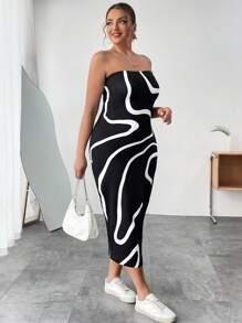 SHEIN Essnce Robe Sans Bretelles Grande Taille Pour Femmes