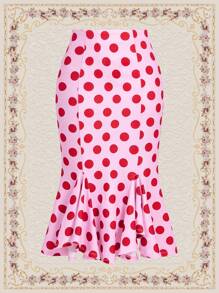 SHEIN DECDS High Waisted Mermaid Hem Skirt - Multicolor - View 3