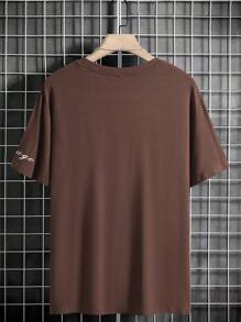 Manfinity Homme Men's Short Sleeve T-shirt With Digital Print - Coffee Brown - View 2