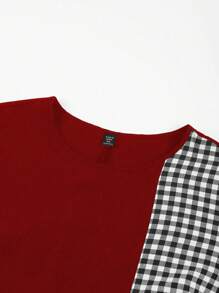 Women's Plus Size Checkered Dress - Burgundy - View 6