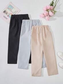 SHEIN 3入組適合青少年男孩戶外活動的運動休閒長褲 - 彩色 - 查看 2