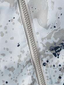 SHEIN Young Boys Graphic Print Zip Fly Hooded Jacket - Grey - View 6