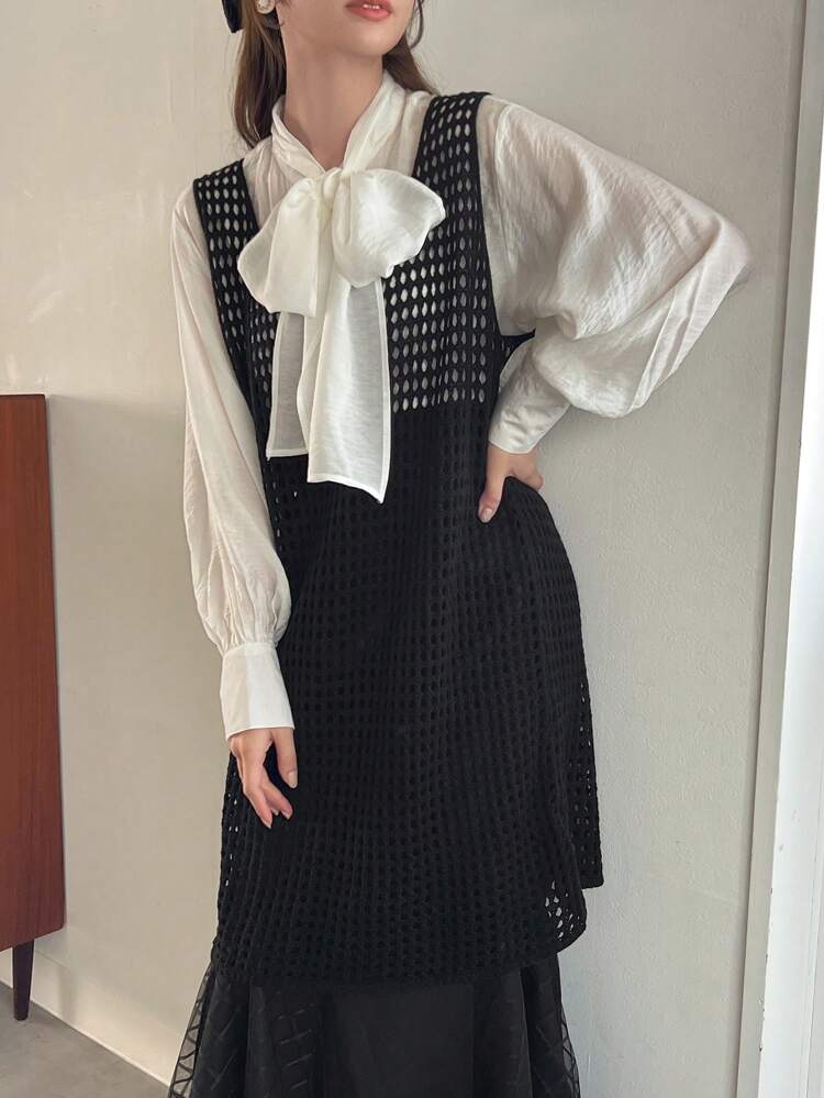 Women'S Hollow Out Knitted Long Top Fall