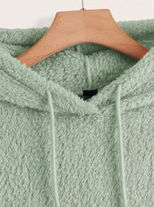 SHEIN EZwear Kích thước lớn Của phụ nữ Thả vai lông tơ Áo nỉ - Màu xanh Ô liu - Xem 4