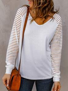 Solid Raglan Sleeve Tee - White - View 4