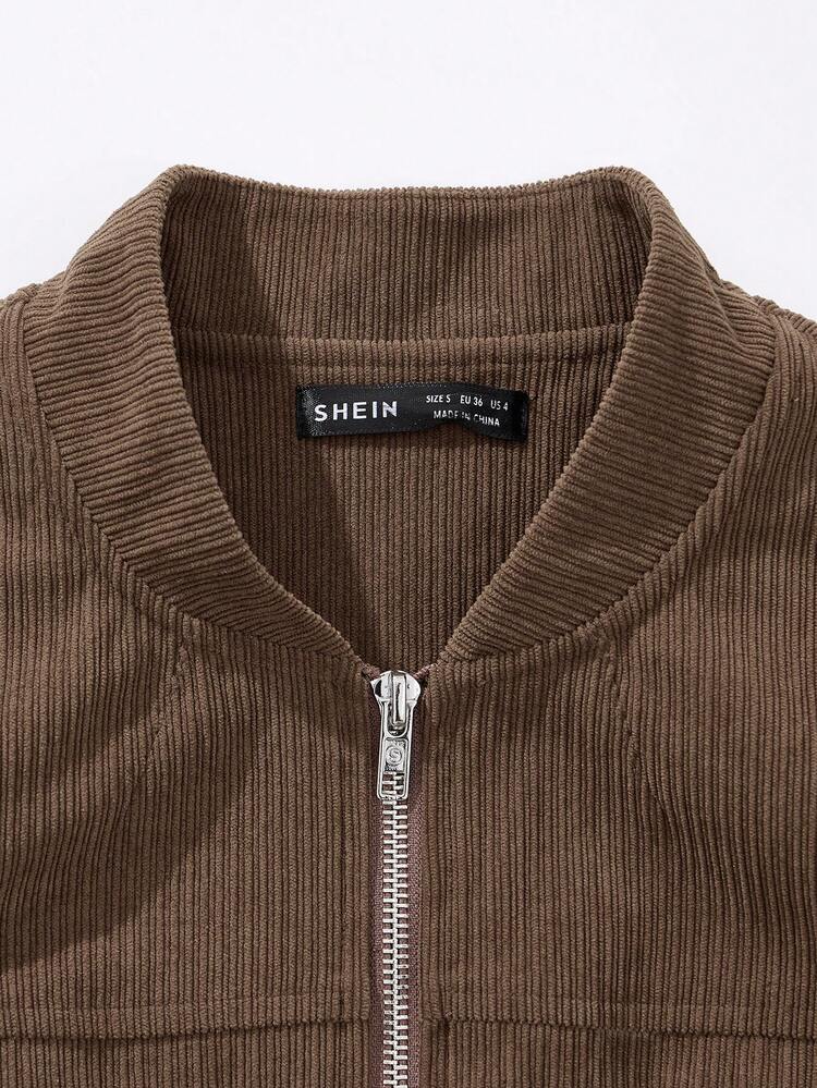 Zip Up Letter Flocking Bomber Jacket