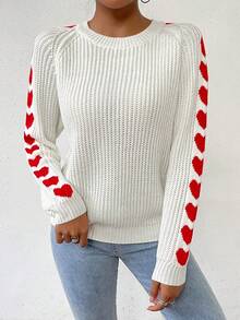 SHEIN Essnce Của phụ nữ Áo len Với Hình trái tim Và Tay Raglan - Nhiều màu - Xem 7